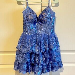 Sherri Hill 55804 Periwinkle Short Sequin Dress